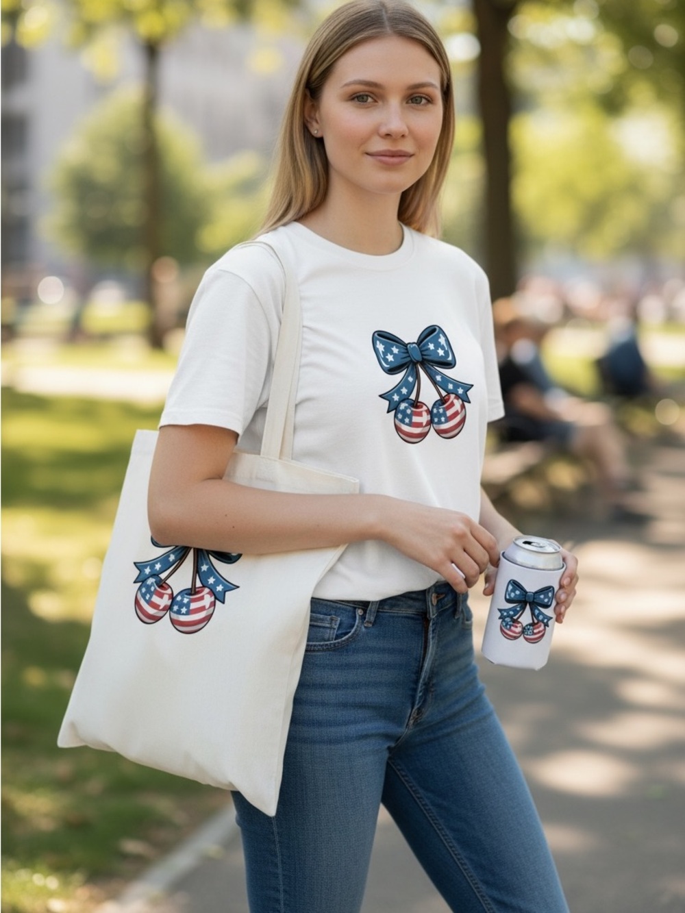 Gift sets Independence Day t-shirt. Can sleeve and bag New S M L XL